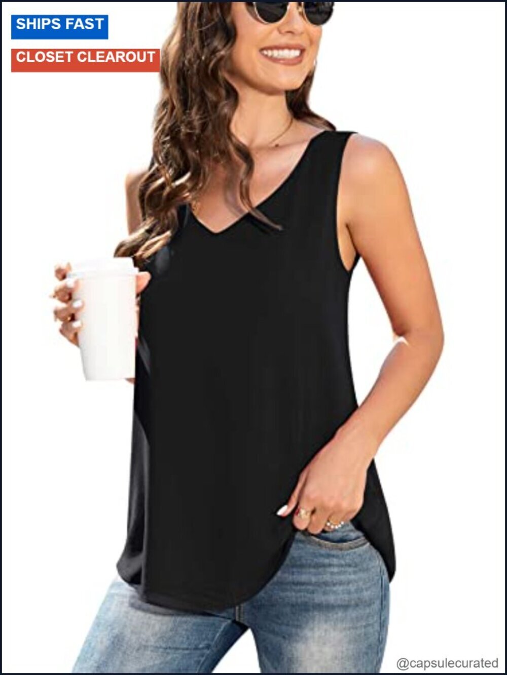 Sleeveless Chiffon Tank Top V-Neck Flowy Blouse Business Casual